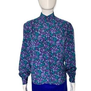 Vintage Pendleton Floral Blouse 12P Cottagecore Puff Sleeve Prairie Women’s Top